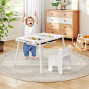 Sensory Table and Chair Set for Kids 2-8 with Foldable Bins-White