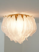 Carved Glass Leaves Murano Ceiling Lamp