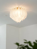 Carved Glass Leaves Murano Ceiling Lamp