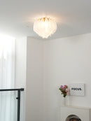 Carved Glass Leaves Murano Ceiling Lamp