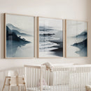 Minimalist Mountain Lake Set of 3. Modern Landscape Prints by Wall Art Set