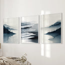 Minimalist Mountain Lake Set of 3. Modern Landscape Prints by Wall Art Set