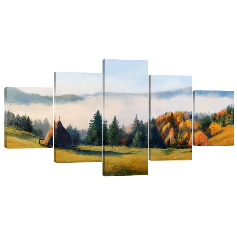 Serene Mountains Canvas - 5 Panel