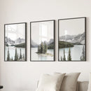 Canada Mountain Lake Poster. 3 Piece Nature Wall Art by Wall Art Set