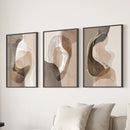 Neutral Abstract Wall Art Set of 3. Modern Earth Tone Prints by Wall Art Set