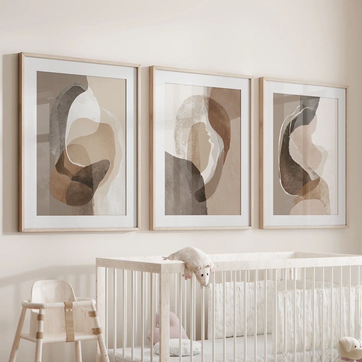 Neutral Abstract Wall Art Set of 3. Modern Earth Tone Prints, photo 6 of 19