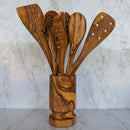 Olive Wood Kitchen Servers Set w/Holder -6 Pcs by Choixe
