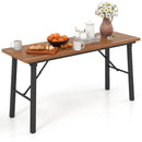 Outdoor Dining Table and Bench Set with Acacia Wood Top for Yard Garden Poolside by LJGDeals