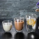 Set of 3 clear double wall glass cup tumblers for kitchen and dining by Decorbites