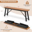 Outdoor Dining Table and Bench Set with Acacia Wood Top for Yard Garden Poolside by LJGDeals