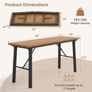 Outdoor Dining Table and Bench Set with Acacia Wood Top for Yard Garden Poolside by LJGDeals