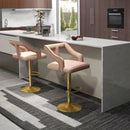 Set of 2 Bar Chairs with Footrest and 2-Layer Electroplated Metal Base by LJGDeals