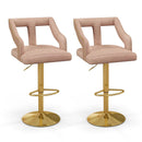 Set of 2 Bar Chairs with Footrest and 2-Layer Electroplated Metal Base by LJGDeals