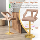 Set of 2 Bar Chairs with Footrest and 2-Layer Electroplated Metal Base by LJGDeals