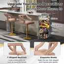 Set of 2 Bar Chairs with Footrest and 2-Layer Electroplated Metal Base by LJGDeals