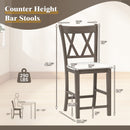 Set of 2 Bar Stools with Cross Back and Linen Fabric Upholstered Seat-Beige by LJGDeals