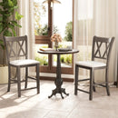 Set of 2 Bar Stools with Cross Back and Linen Fabric Upholstered Seat-Beige by LJGDeals