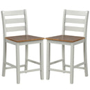 Set of 2 Counter Bar Stool with Inclined Backrest and Footrest-Gray