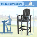 Set of 2 Counter Height Outdoor HDPE Bar Stool with Armrests and Footrest by LJGDeals
