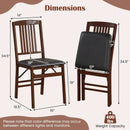 Set of 2 Foldable Upholstered Kitchen Chairs with Padded Seat-Brown by LJGDeals