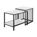 Set of 2 Nesting End Tables with Storage Shelf-White