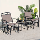 Set of 2 Outdoor Metal Glider Armchairs with Weather-resistant Fabric by LJGDeals