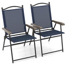 Set of 2 Patio Folding Sling Back Camping Deck Chairs-Black by DirectDeals