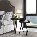 Set of 2 Stylish Nesting End Tables with Wooden Tray Top and Steel Legs-Black
