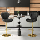 Set of 2 Swivel Bar Stools PU Leather Bar Chairs with Footrest and Curved Backrest-Gray by LJGDeals