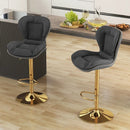 Set of 2 Swivel Bar Stools PU Leather Bar Chairs with Footrest and Curved Backrest-Gray by LJGDeals