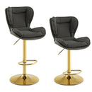Set of 2 Swivel Bar Stools PU Leather Bar Chairs with Footrest and Curved Backrest-Gray by LJGDeals