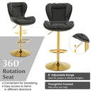 Set of 2 Swivel Bar Stools PU Leather Bar Chairs with Footrest and Curved Backrest-Gray by LJGDeals