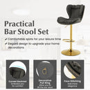 Set of 2 Swivel Bar Stools PU Leather Bar Chairs with Footrest and Curved Backrest-Gray by DirectDeals