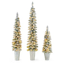 Set of 3 Pre-Lit Snow Flocked Artificial Christmas Trees witrh 423 Branch Tips by LJGDeals