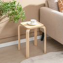 Stackable Stools Set of 4 with Square Top and Rounded Corners-Natural by LJGDeals