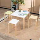 Stackable Stools Set of 4 with Square Top and Rounded Corners-Natural by LJGDeals