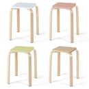 Stackable Stools Set of 4 with Square Top and Rounded Corners-Natural by LJGDeals