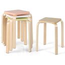 Stackable Stools Set of 4 with Square Top and Rounded Corners-Natural by LJGDeals