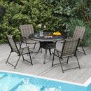 Set of 4 Patio Folding Chairs with Armrests and Portable Lawn Chairs for Garden Backyard-Gray by DirectDeals