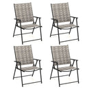 Set of 4 Patio Folding Chairs with Armrests and Portable Lawn Chairs for Garden Backyard-Gray by LJGDeals