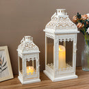 Set of 2 13''&19.5''H Candle Lanterns (Beige Gold Brush)