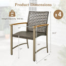 Set of 4 Patio Rattan Dining Chairs with Acacia Wood Armrests-Set of 4 by LJGDeals