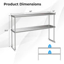 48 x 12 Inch Kitchen Stainless Steel Overshelf with Adjustable Lower Shelf by LJGDeals