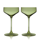 Reserve Nouveau Crystal Coupe Glasses in Sage Set of 2 by Viski