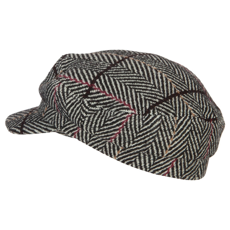 Stripe Patterned Herringbone Greek Captain Cap