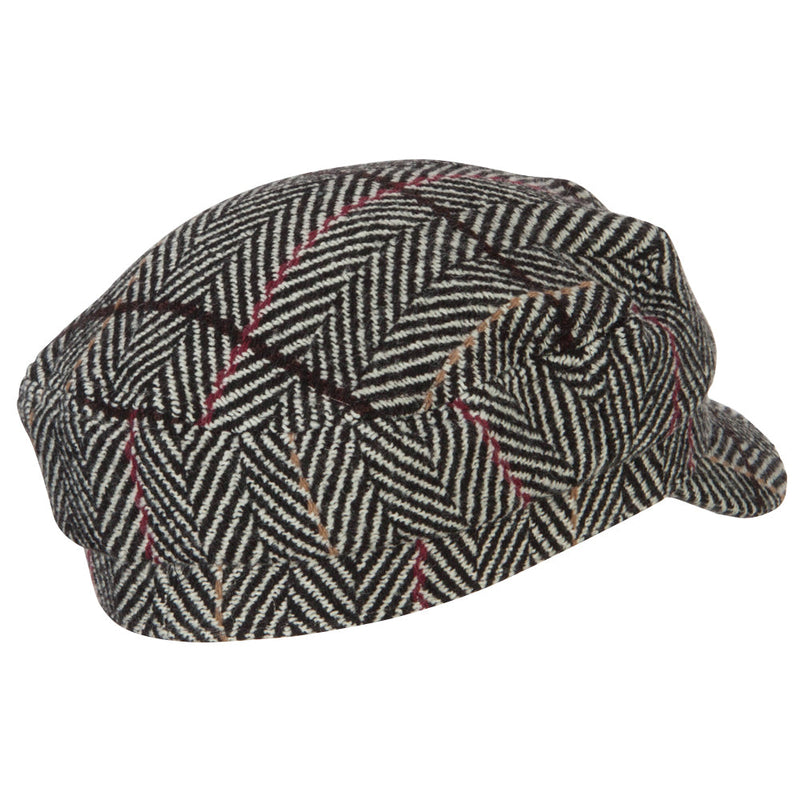 Stripe Patterned Herringbone Greek Captain Cap
