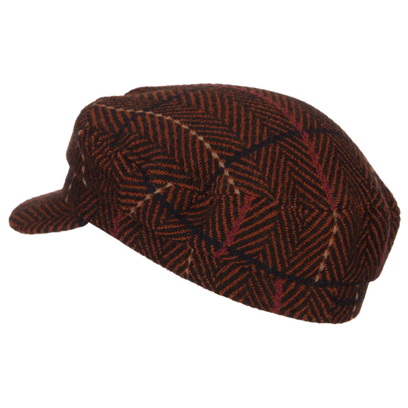 Stripe Patterned Herringbone Greek Captain Cap