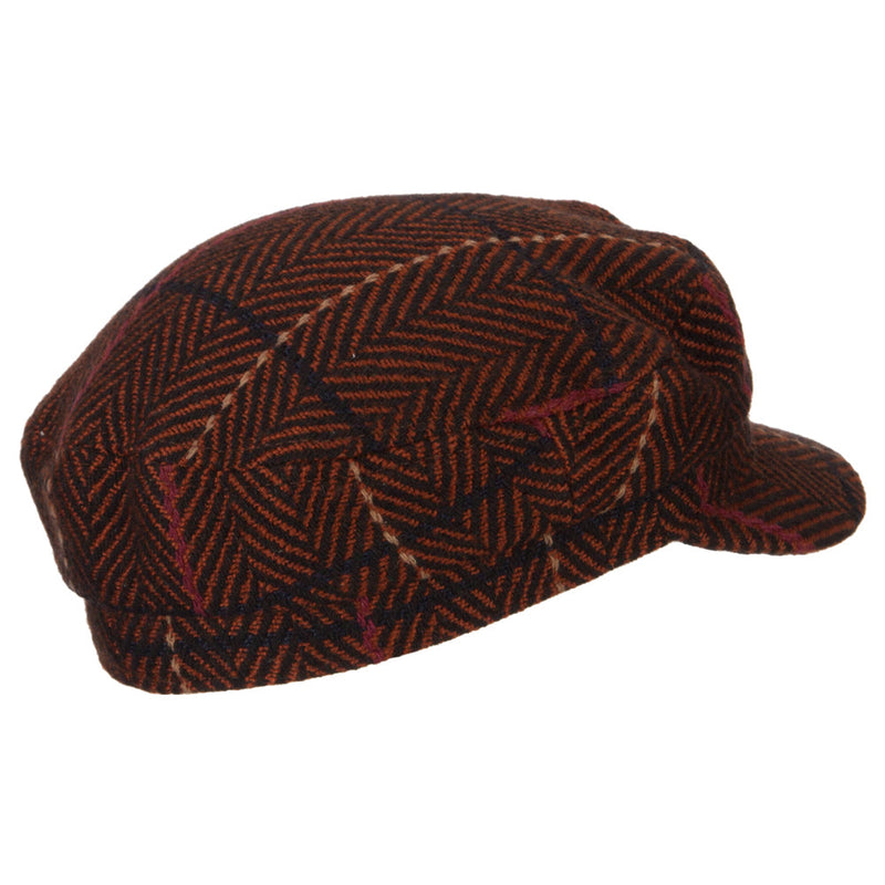 Stripe Patterned Herringbone Greek Captain Cap