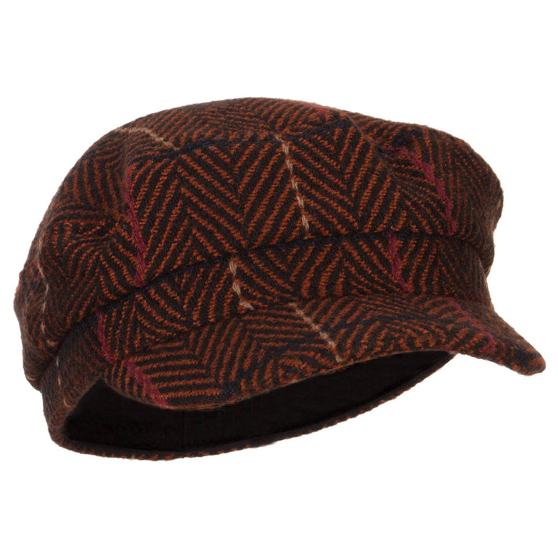 Stripe Patterned Herringbone Greek Captain Cap