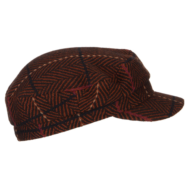 Stripe Patterned Herringbone Greek Captain Cap